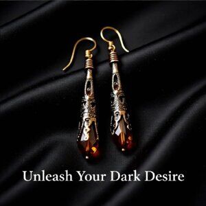 Extra Long! Copper Filigree & Whiskey Dangle Earrings ~ Alluring & Feminine!